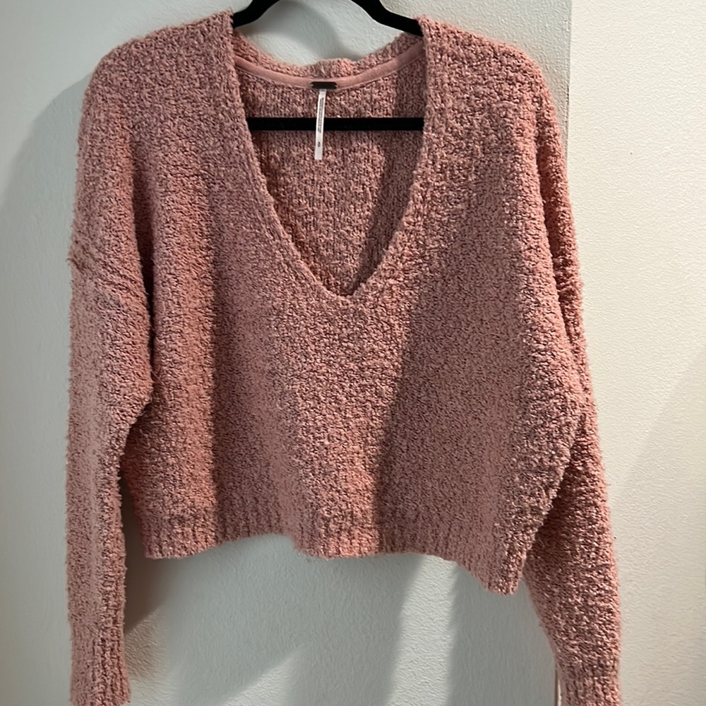 Pink off shoulder size small free people sweater